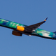 The stunning 757 Hekla Aurora flown by Icelandair departs for Reykjavik from Dallas-Fort Worth (Tim Shaffer)